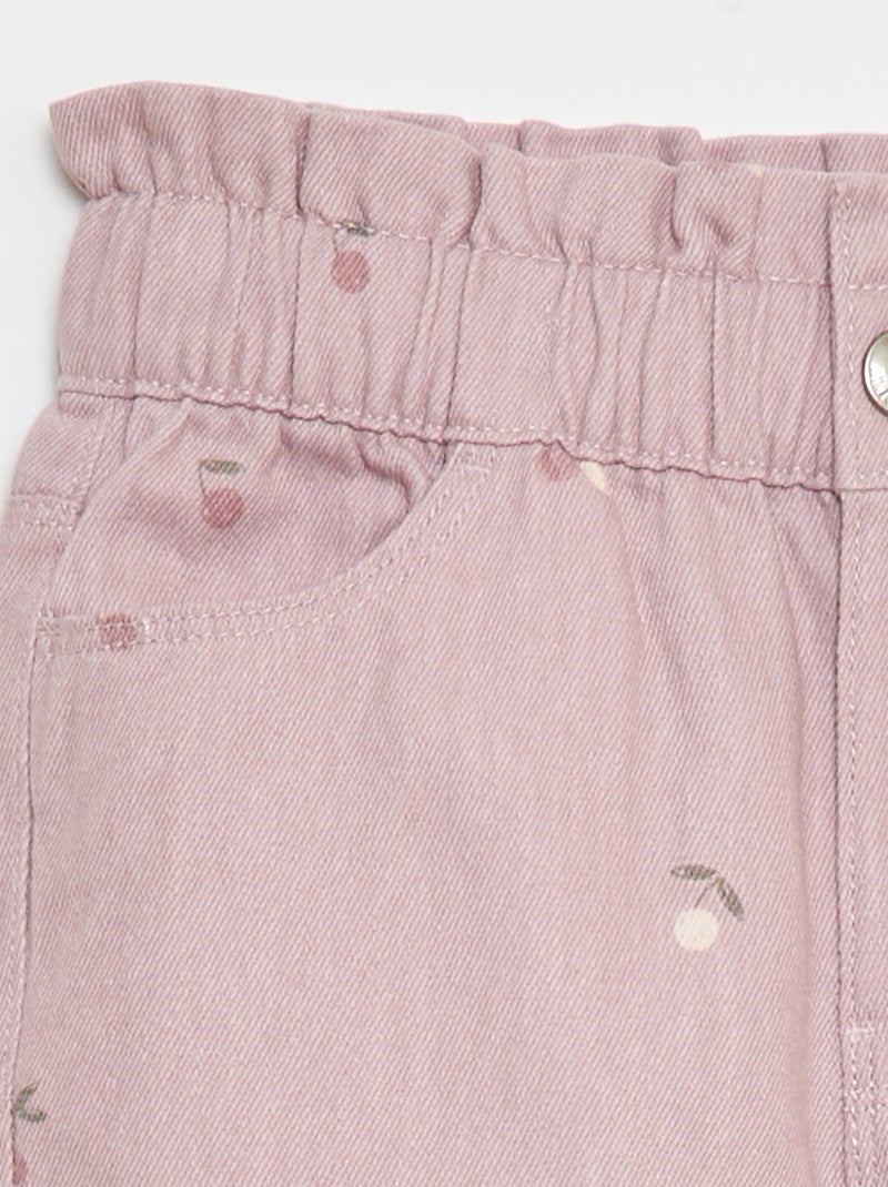 Pantalon en denim coupe mom à motif Rose - Kiabi