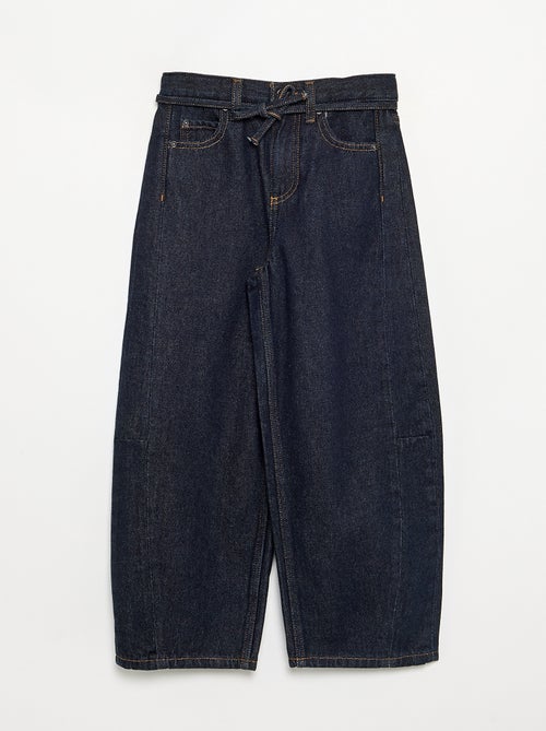 Pantalon en denim fit barrel avec ceinture - Kiabi