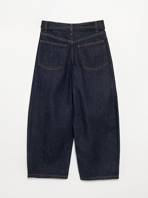 Pantalon en denim fit barrel avec ceinture - Kiabi