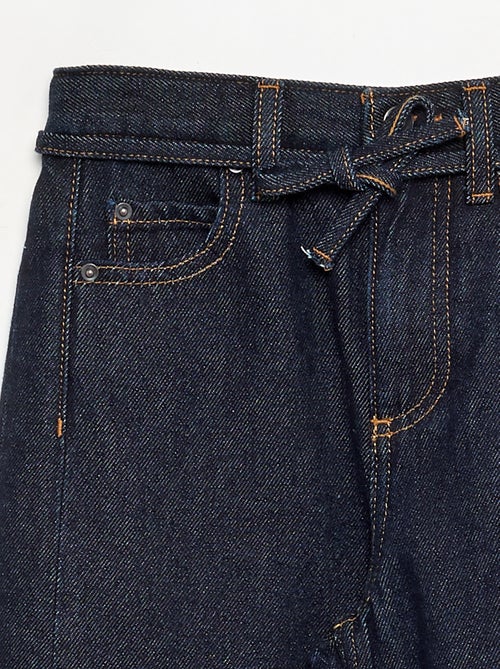 Pantalon en denim fit barrel avec ceinture - Kiabi
