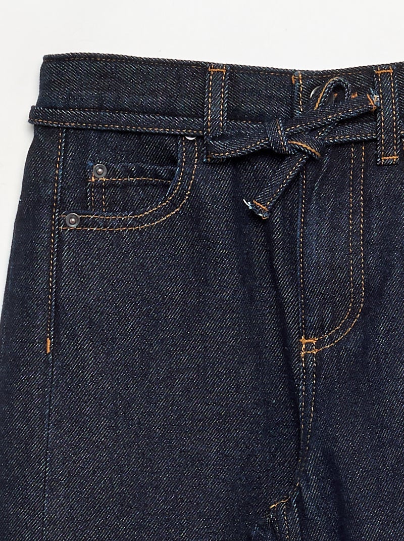 Pantalon en denim fit barrel avec ceinture Bleu - Kiabi