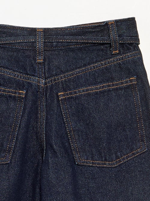 Pantalon en denim fit barrel avec ceinture - Kiabi