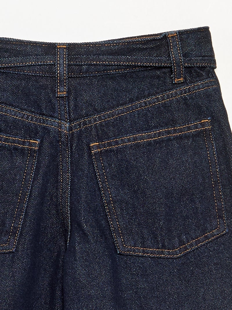 Pantalon en denim fit barrel avec ceinture Bleu - Kiabi