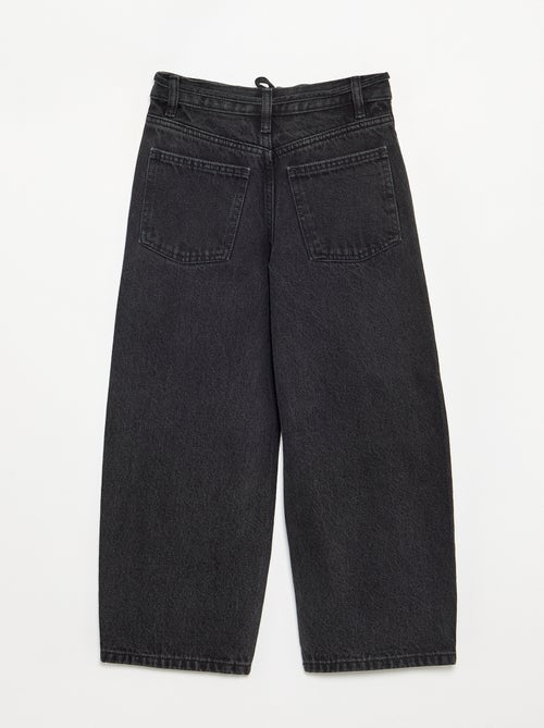 Pantalon en denim fit barrel avec ceinture - Kiabi
