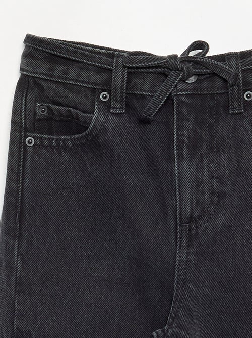 Pantalon en denim fit barrel avec ceinture - Kiabi