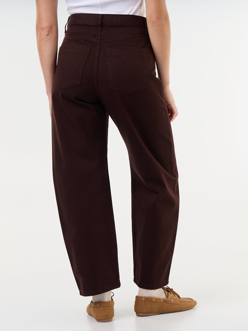 Pantalon en denim forme large barrel Marron - Kiabi