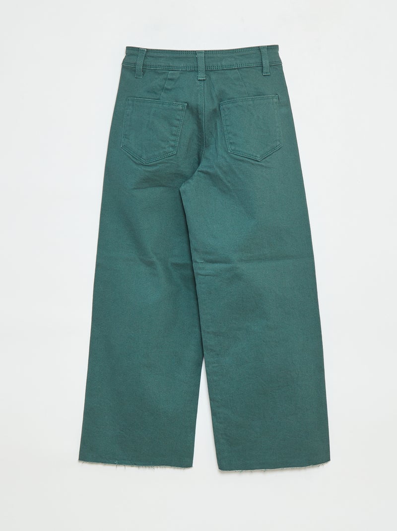 Pantalon en jean coupe large / wide leg Vert - Kiabi