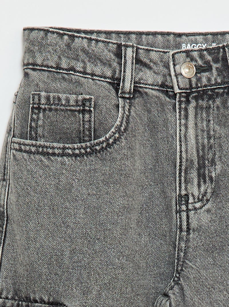 Pantalon en jean multipoches Gris - Kiabi