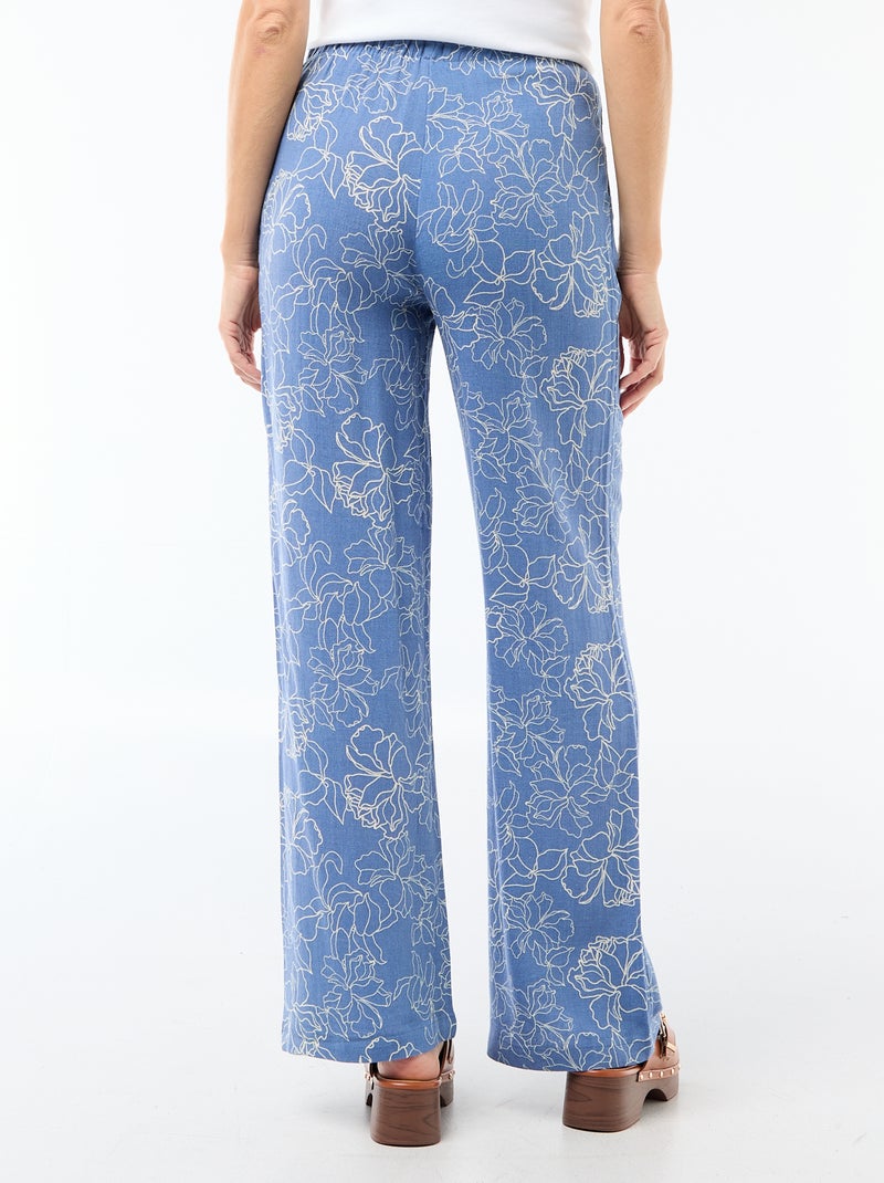 Pantalon en lin avec 2 poches Bleu - Kiabi