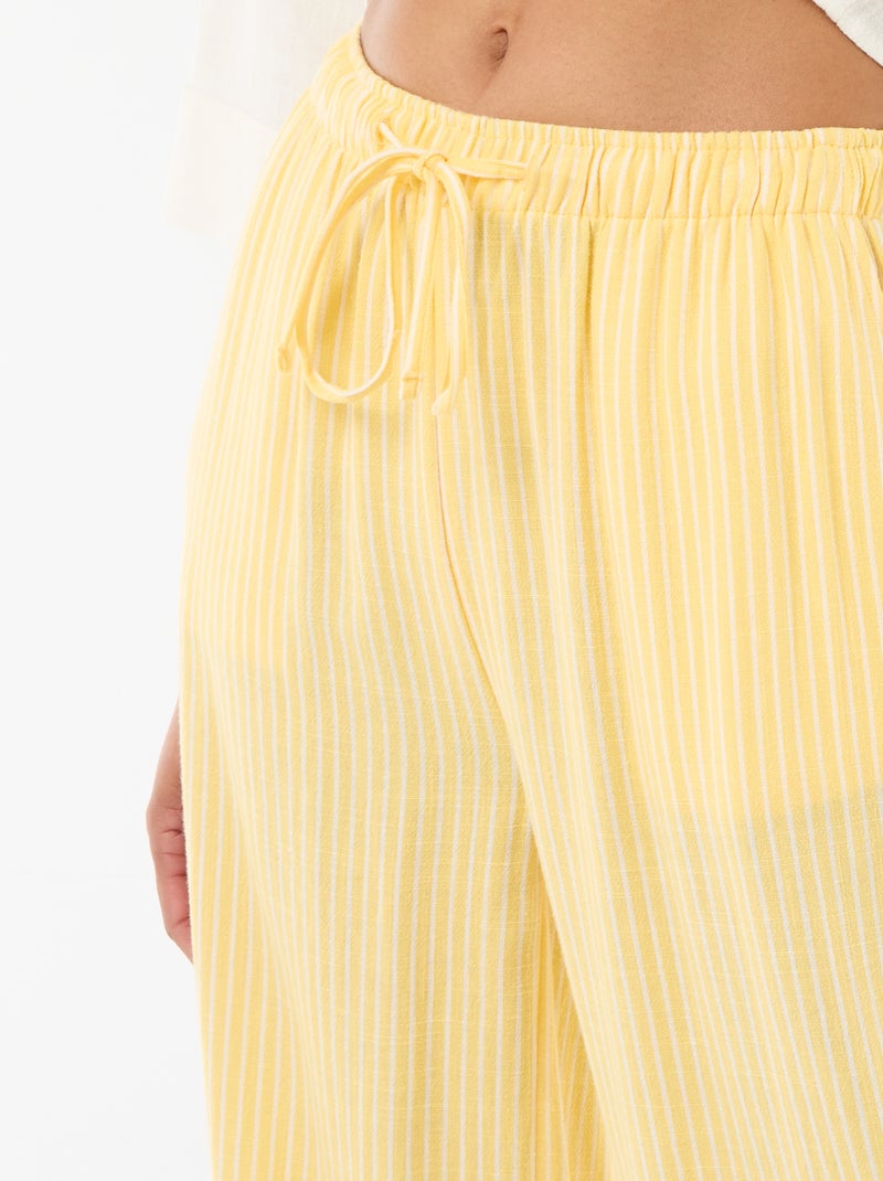 Pantalon en lin avec 2 poches Jaune - Kiabi