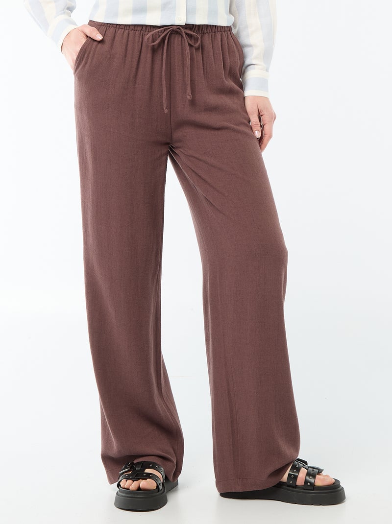 Pantalon en lin avec 2 poches Marron - Kiabi
