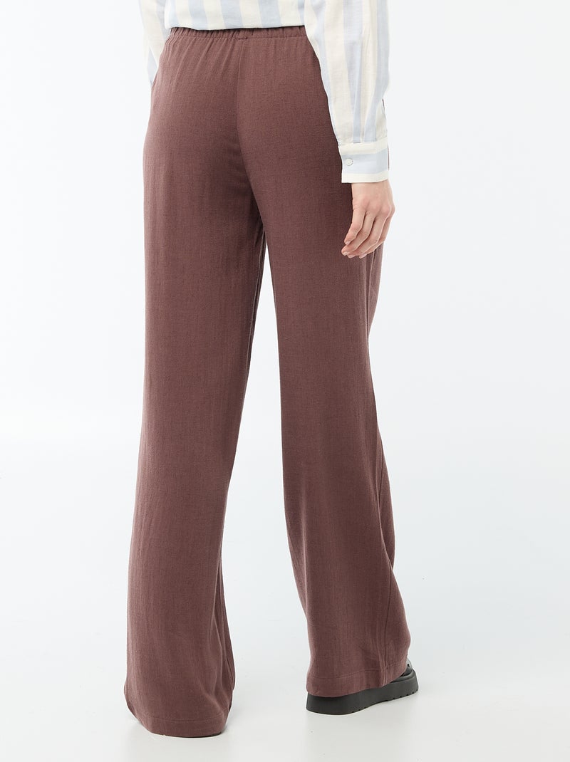 Pantalon en lin avec 2 poches Marron - Kiabi