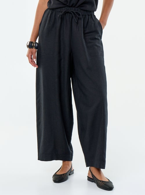Pantalon en lin femme coupe barrel - Kiabi