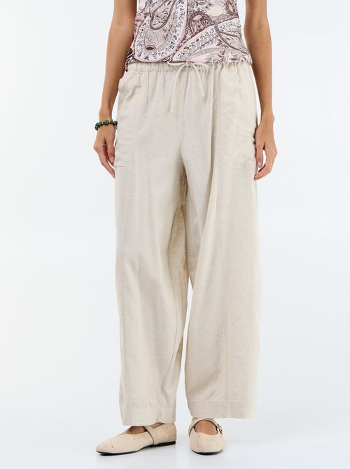 Pantalon en lin femme taille haute - Kiabi