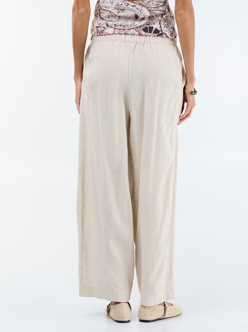 Pantalon en lin femme taille haute - Kiabi