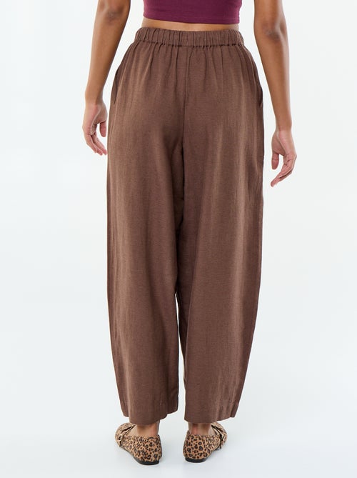 Pantalon en lin femme taille haute forme barrel - Kiabi