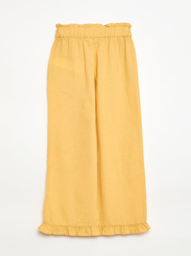 Pantalon en lin mélangé Beige - Kiabi