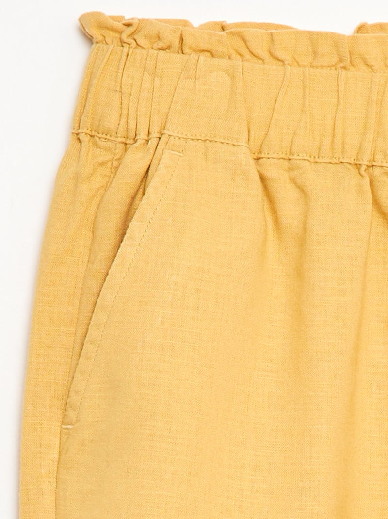 Pantalon en lin mélangé Beige - Kiabi