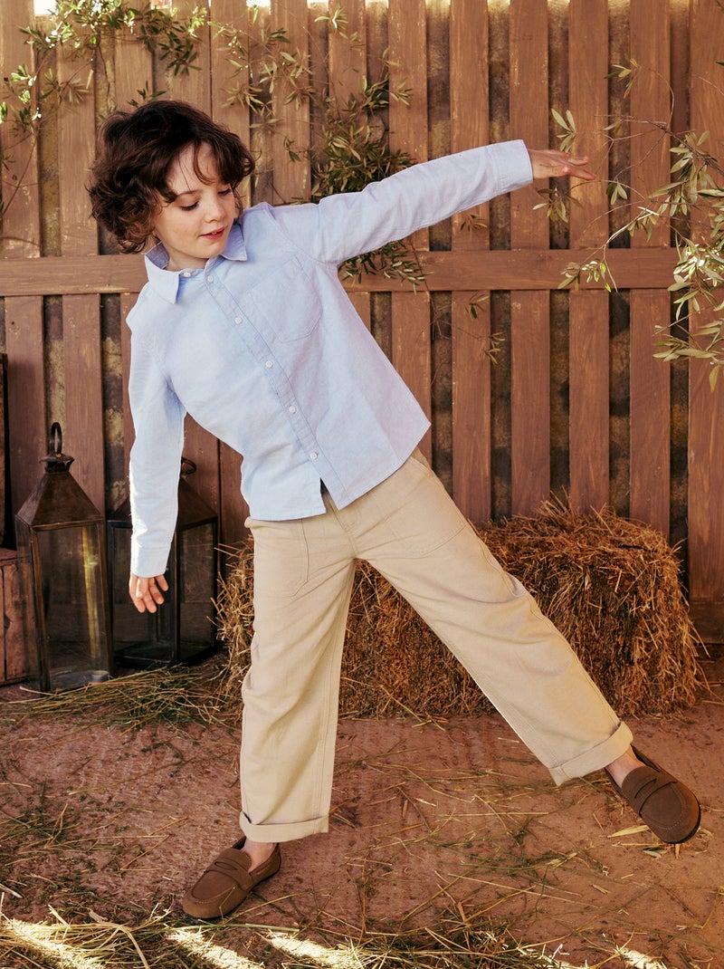 Pantalon en lin mélangé Beige - Kiabi