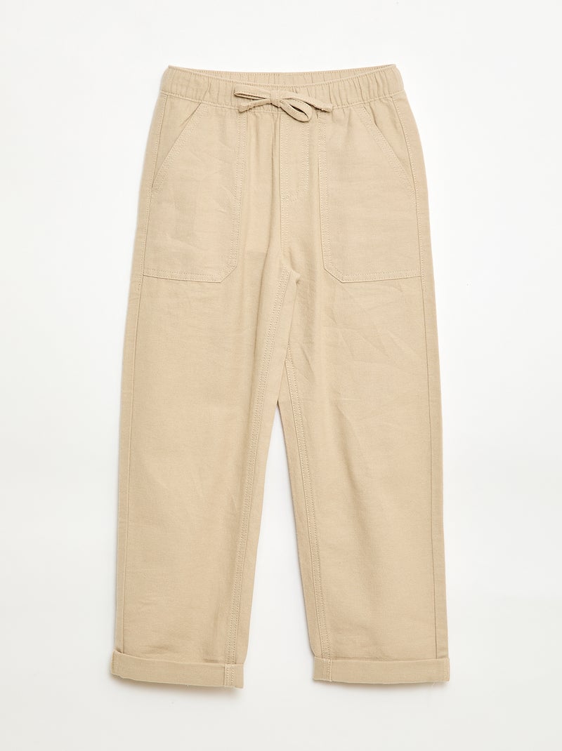 Pantalon en lin mélangé Beige - Kiabi