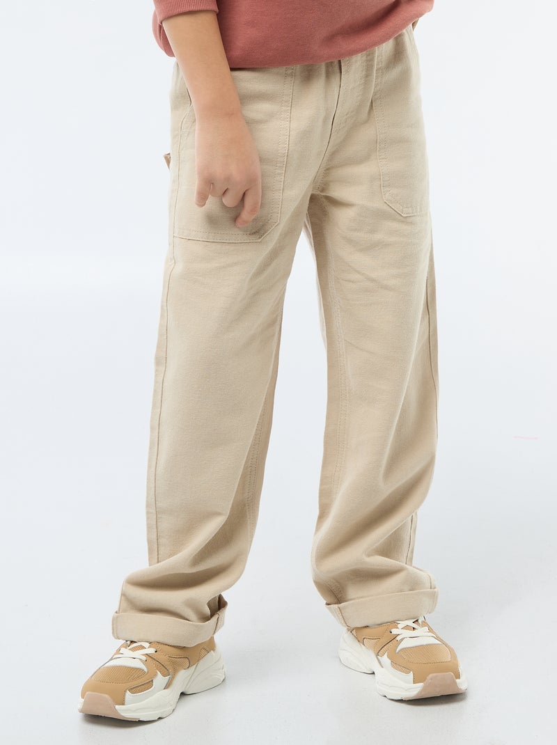 Pantalon en lin mélangé Beige - Kiabi
