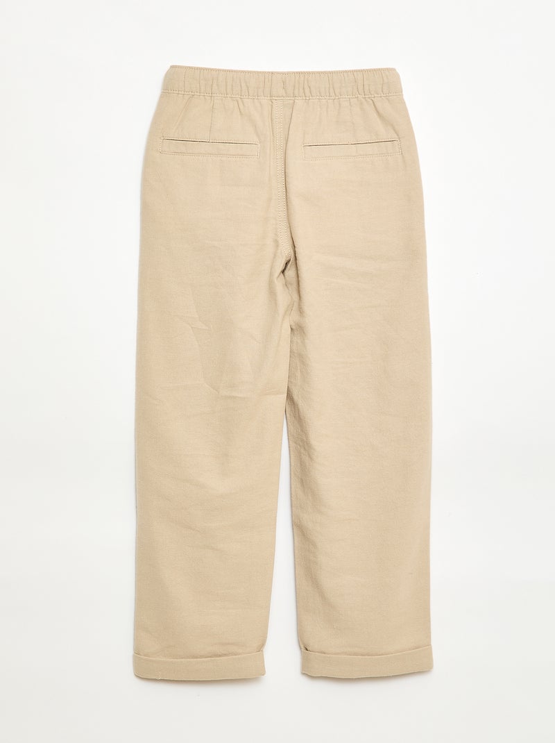Pantalon en lin mélangé Beige - Kiabi