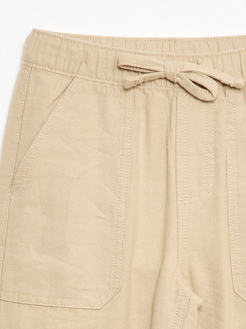 Pantalon en lin mélangé Beige - Kiabi