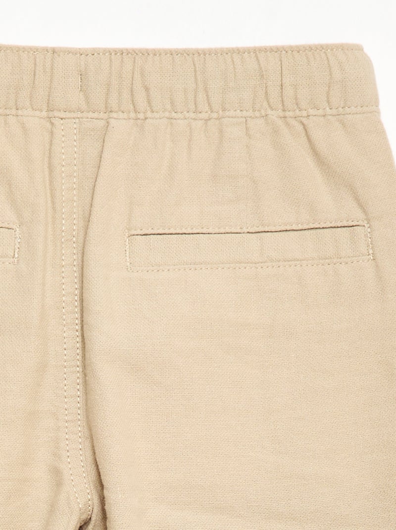 Pantalon en lin mélangé Beige - Kiabi