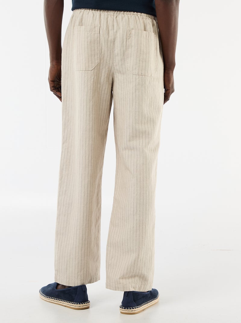 Pantalon en lin mélangé Beige - Kiabi