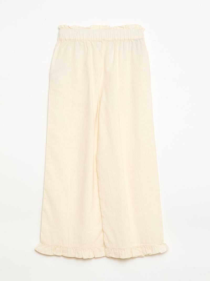 Pantalon en lin mélangé Blanc - Kiabi