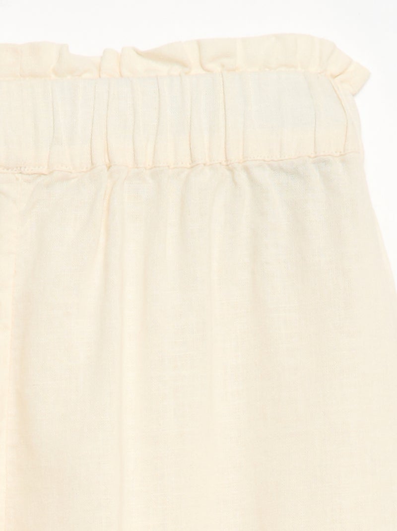 Pantalon en lin mélangé Blanc - Kiabi