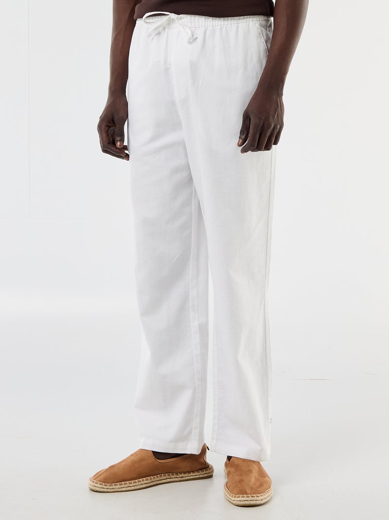 Pantalon en lin mélangé Blanc - Kiabi