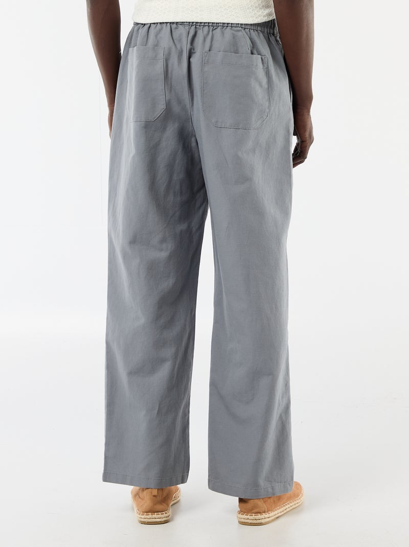 Pantalon en lin mélangé Gris - Kiabi