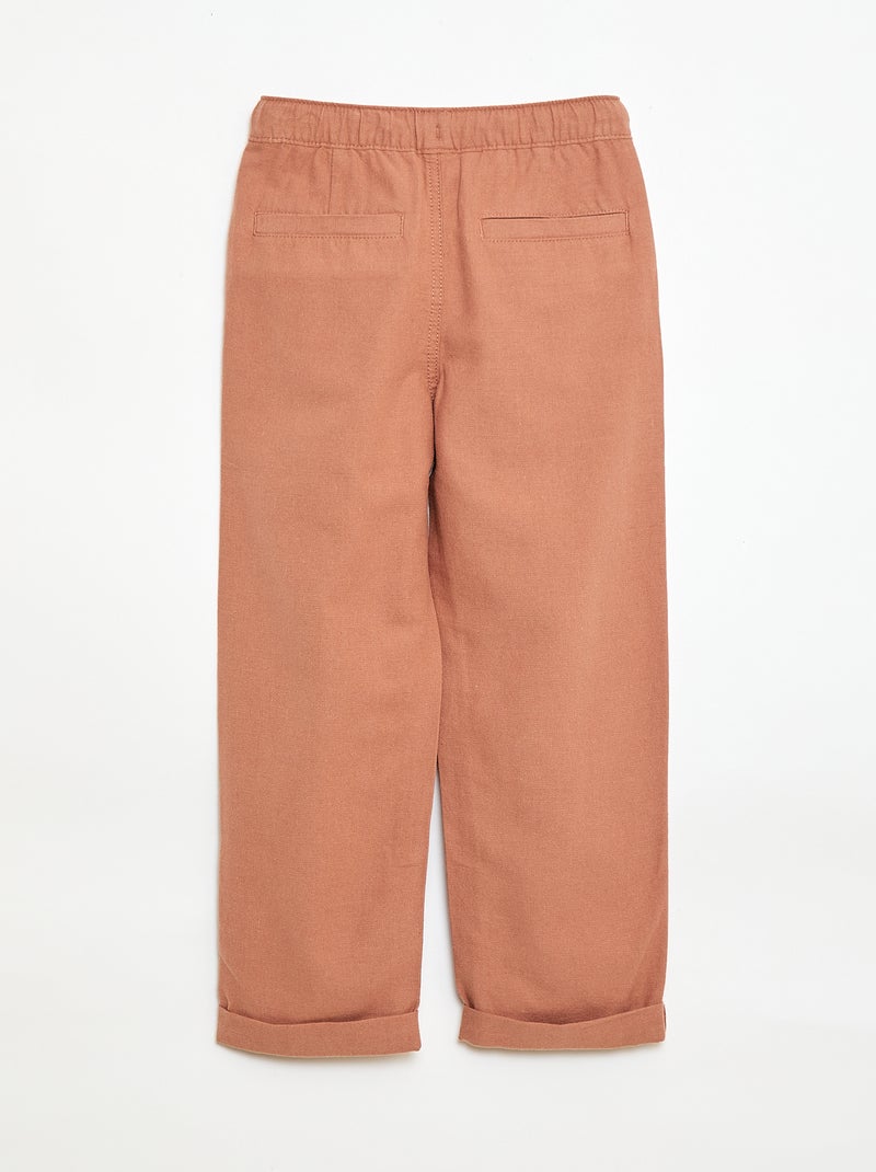 Pantalon en lin mélangé Marron - Kiabi
