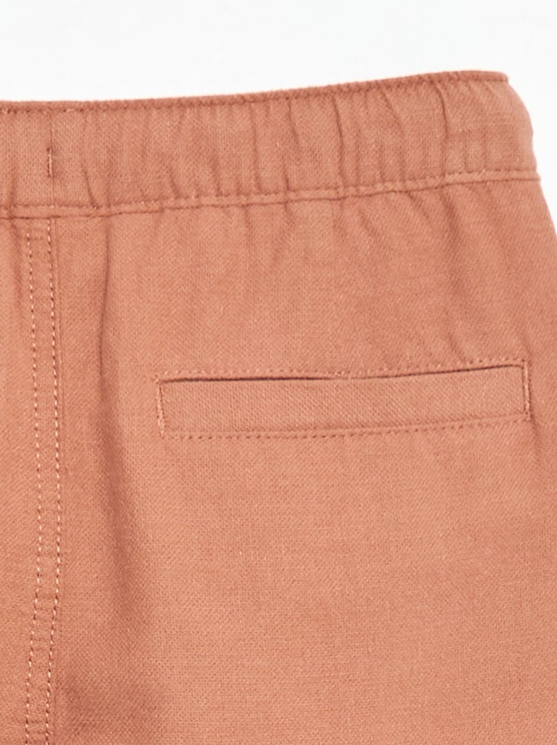 Pantalon en lin mélangé Marron - Kiabi