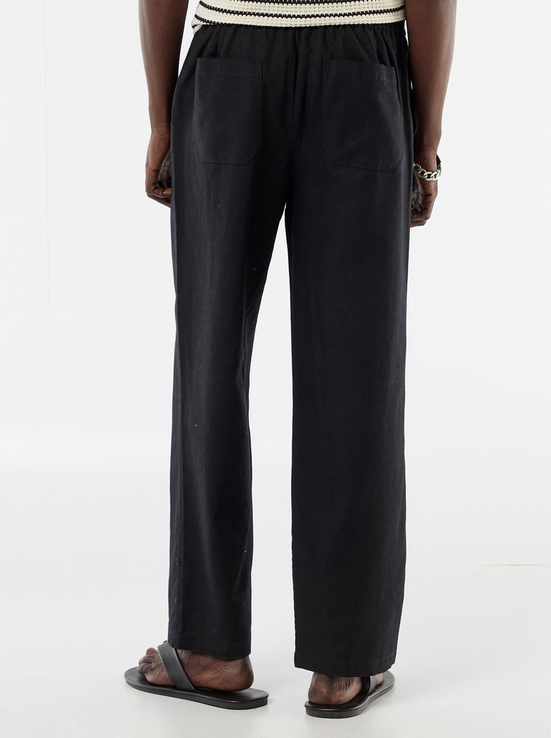 Pantalon en lin mélangé Noir - Kiabi