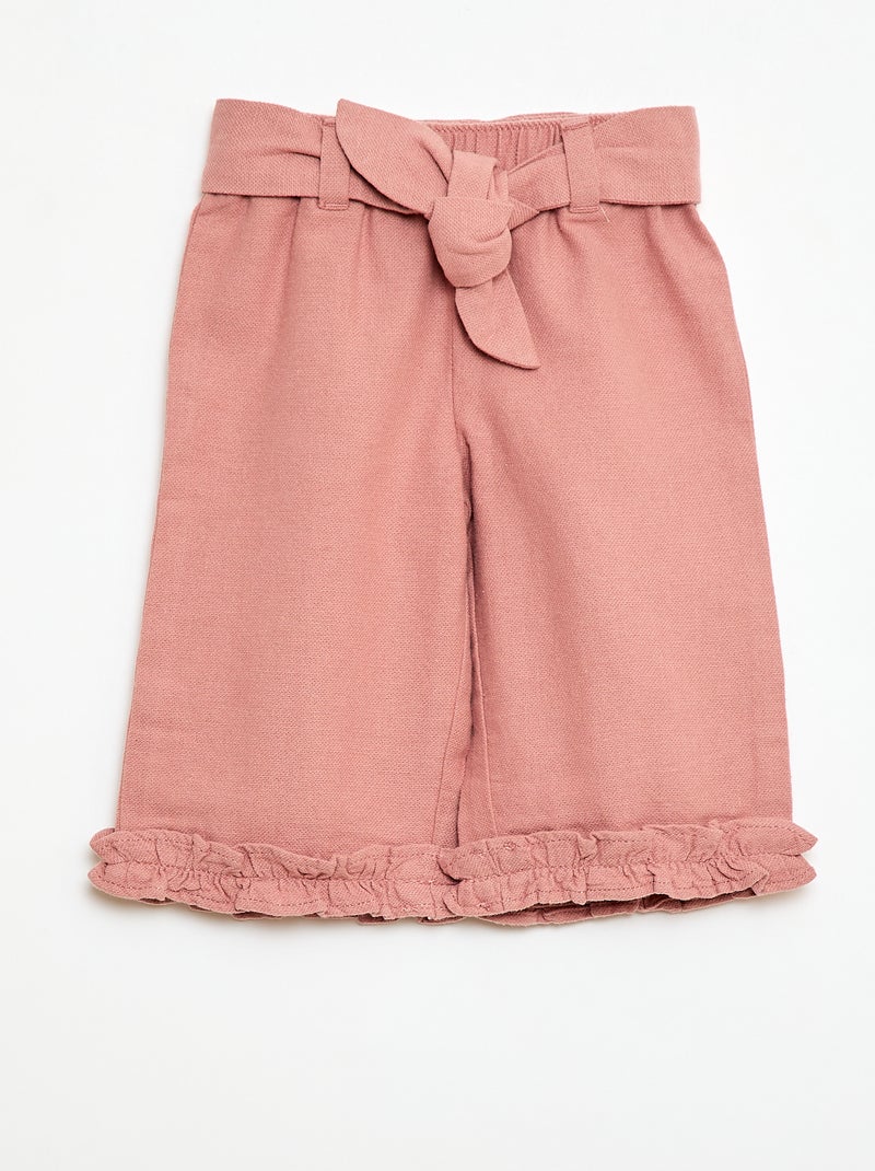 Pantalon en lin mélangé Rose - Kiabi