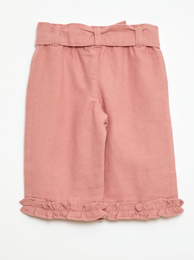 Pantalon en lin mélangé Rose - Kiabi