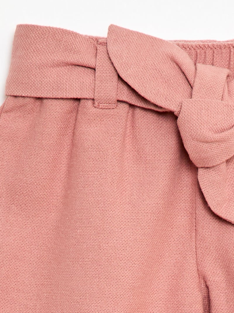 Pantalon en lin mélangé Rose - Kiabi