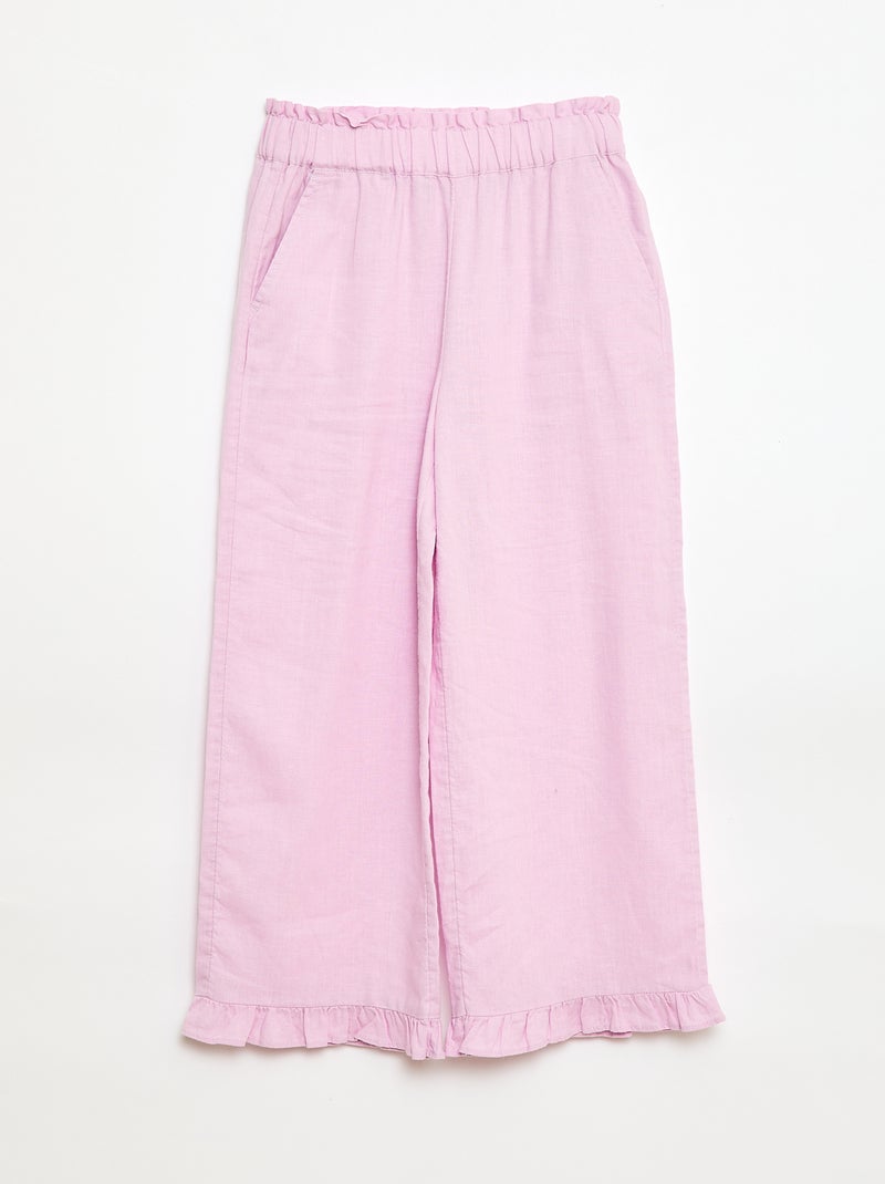 Pantalon en lin mélangé Violet - Kiabi