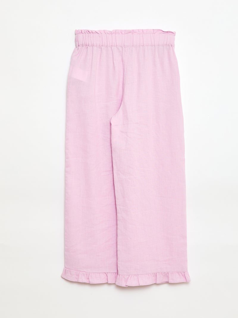 Pantalon en lin mélangé Violet - Kiabi