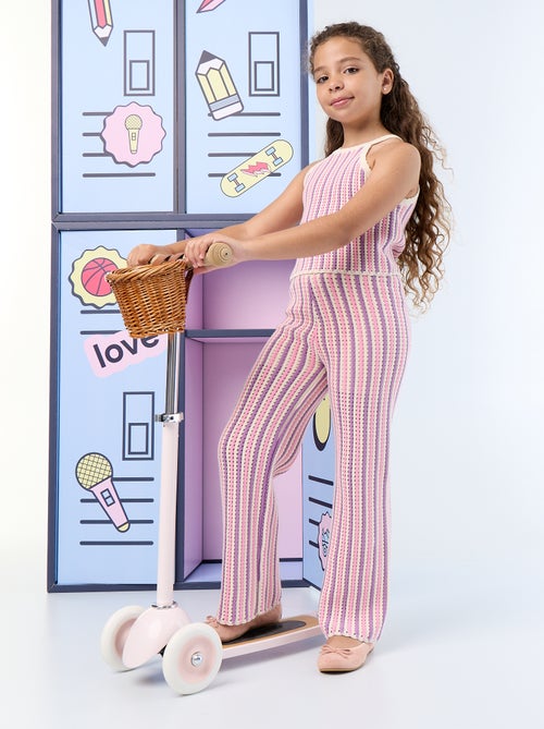 Pantalon en maille effet crochet à rayures - Kiabi