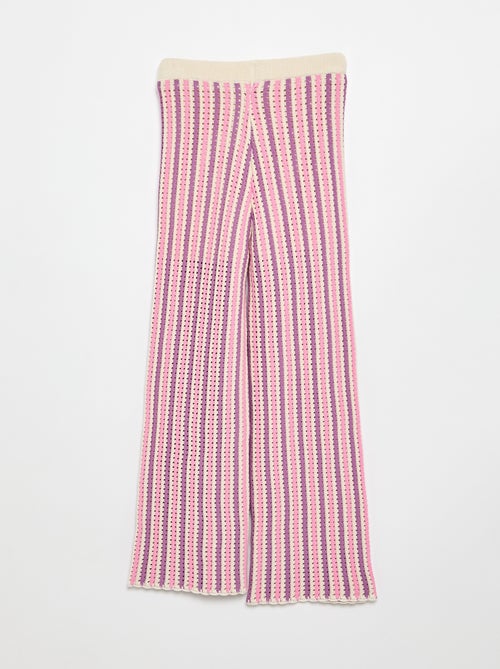 Pantalon en maille effet crochet à rayures - Kiabi