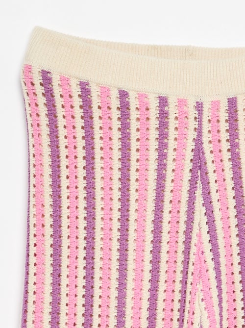 Pantalon en maille effet crochet à rayures - Kiabi