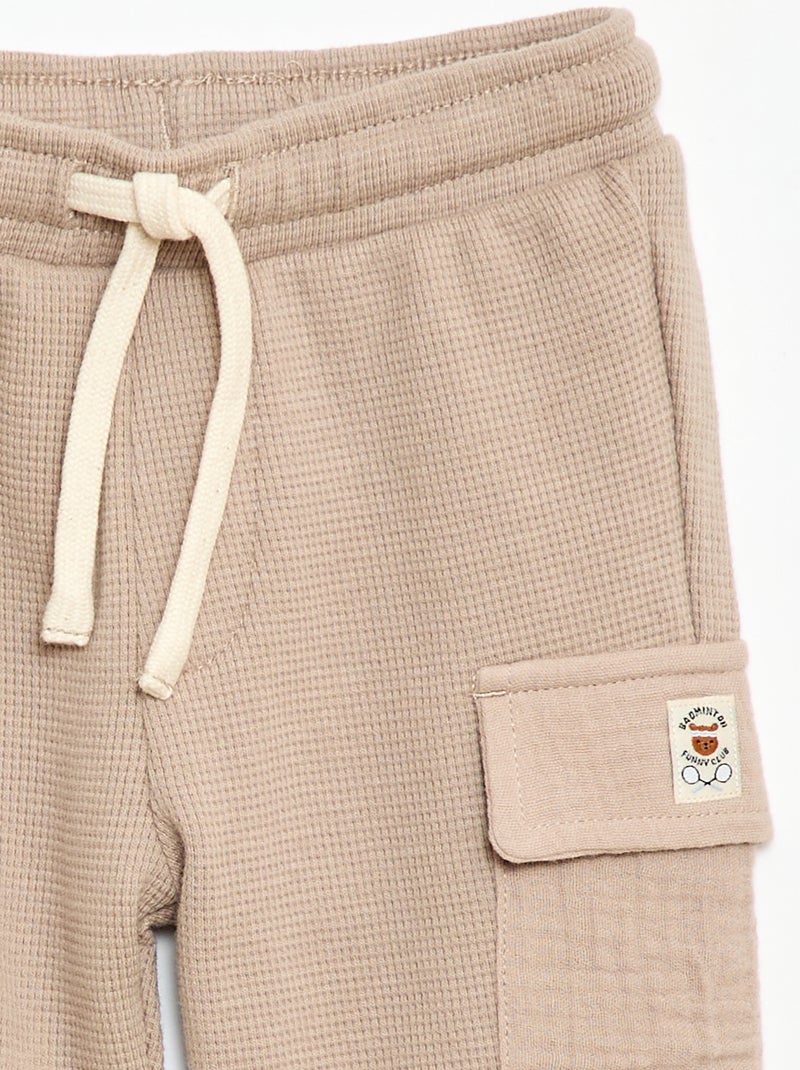 Pantalon en maille gaufrée Beige - Kiabi