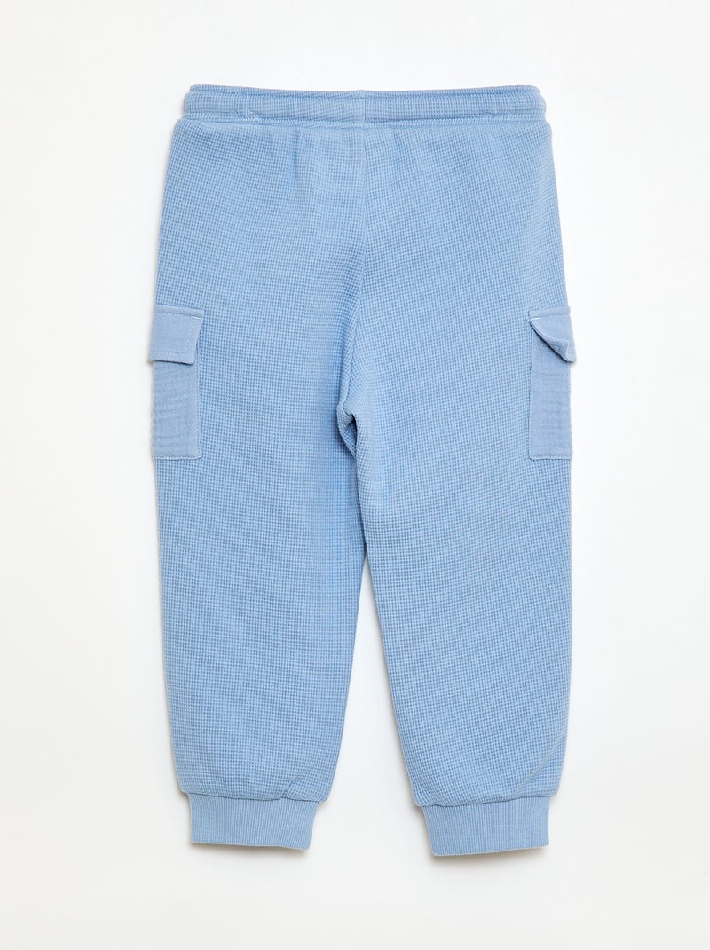 Pantalon en maille gaufrée Bleu - Kiabi