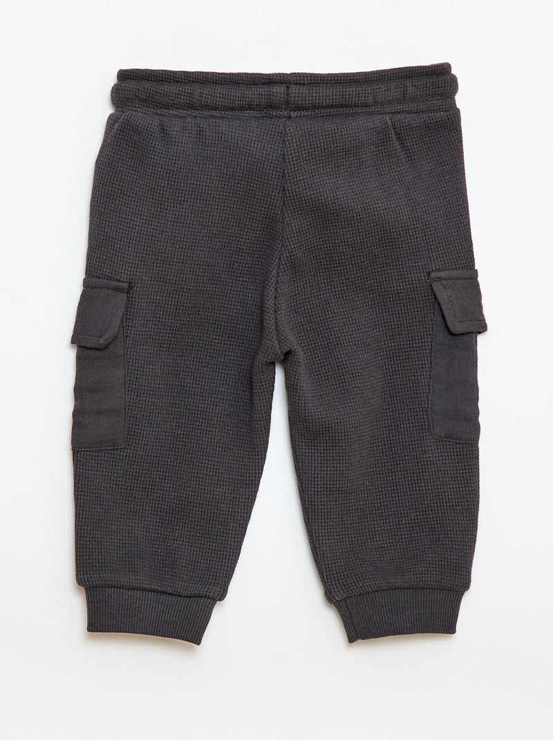 Pantalon en maille gaufrée Noir - Kiabi