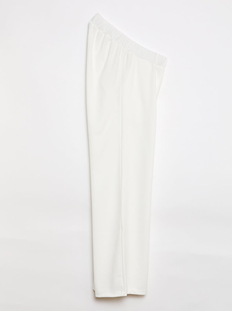 Pantalon en maille légère pour femme à coupe large et taille haute Blanc - Kiabi