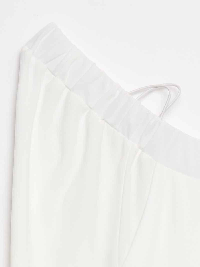 Pantalon en maille légère pour femme à coupe large et taille haute Blanc - Kiabi