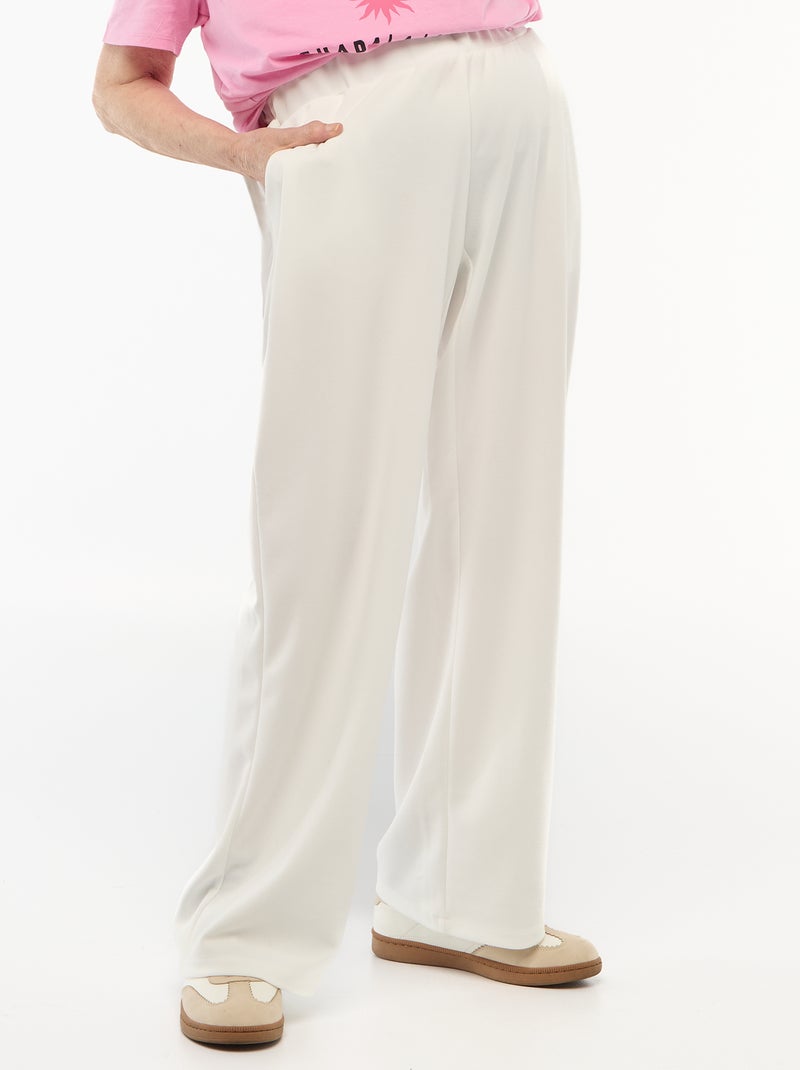 Pantalon en maille légère pour femme à coupe large et taille haute Blanc - Kiabi